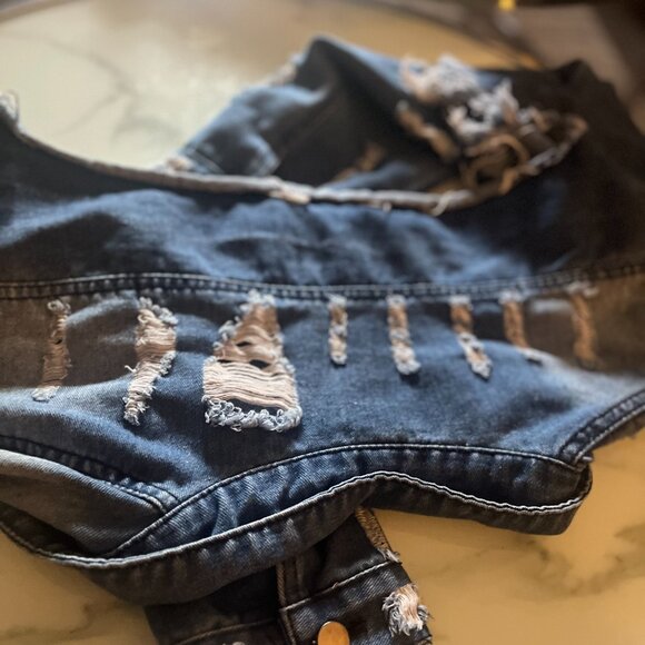 Boho Distressed Jean Jacket - Picture 3 of 3